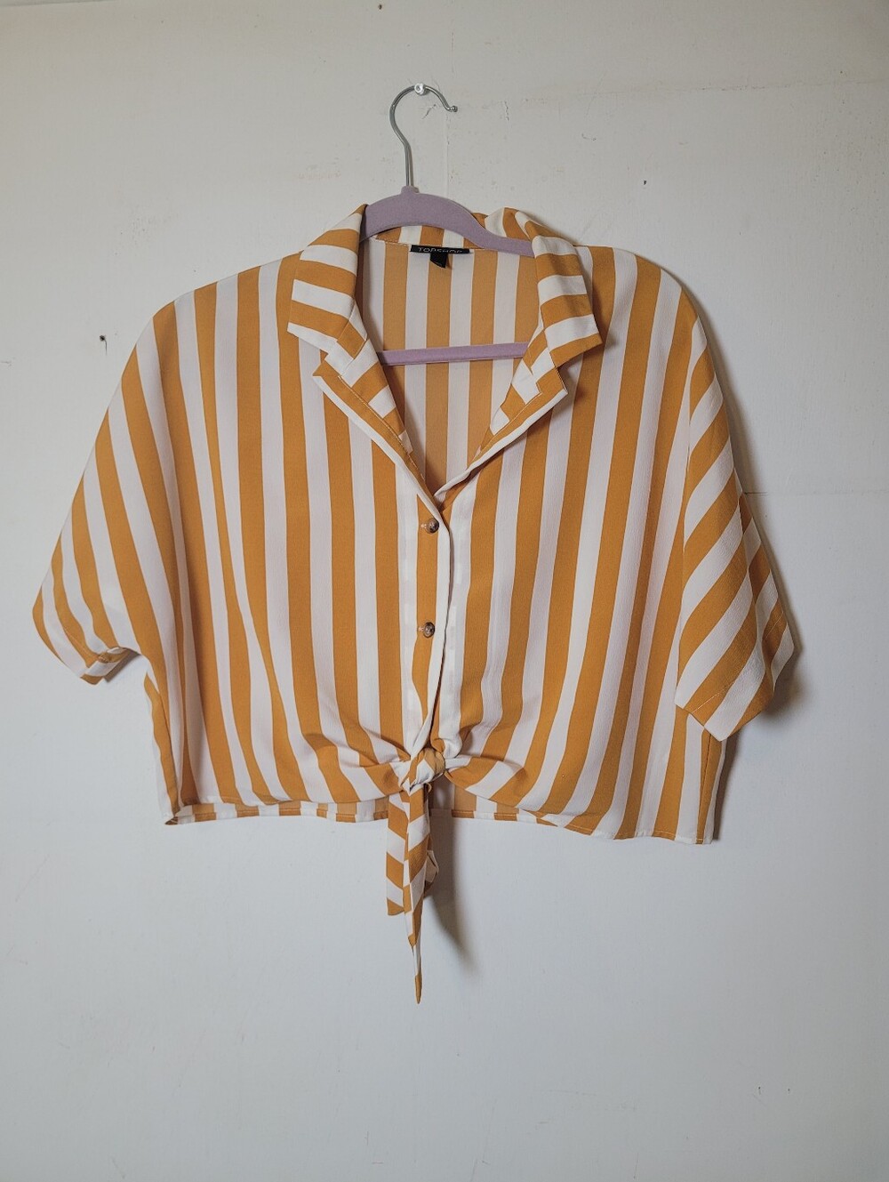 Topshop Yellow And White Boxy Crop Top Size 8
